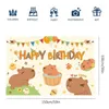 Banner di buon compleanno per decorazioni per feste |Grande poster colorato per bambini sullo sfondo di Capibara per ragazzi e ragazze, adorabili cartoni animati