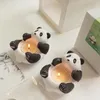 Świecane uchwyty panda urocze grillowane uchwyty na zwierzęta figurki domowe estetyka dekoracyjne światło herbaty