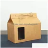 Emballage cadeau Sacs d'emballage en papier Emballage de thé Carton Kraft Sac Boîte de fenêtre transparente pour gâteau Cookie Stockage des aliments Debout Drop Livraison Dhco0