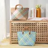 Totes Vintage Bamboom Handle Rattan Women Handbags Wicker Woven Basket Bag Handmade Summer Beach Straw Casual Small Tote PursesH24217