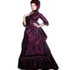 Vintage Victorican Prom-klänningar Purple Ruched Medieval Gothic Special Occasion Dress for Women 2024 V-Neck Half Sleeves Gleath a Line Masquerade Dress