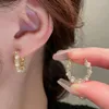 Boucles d'oreilles créoles en Zircon pour femmes et filles, bijoux de luxe légers et rétro français, à reflets en perles, mode coréenne