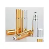 Verpakking Flessen Groothandel 300 Stuks 10Ml Roll On Glazen Fles Zwart Goud Sier Geuren Essentiële Olie Per Flessen Met metalen Roller Ball Dhyrp