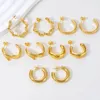 Hoop Earrings Punk Gold Plated Stainless Steel Irregular For Women Minimalist Geometric Twisted Smooth Ear Ring Huggie Hoops