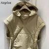 Trenchs de femmes Manteaux Neploe Col à capuche Couleur unie Sans manches Split Gilet Parkas Manteau d'hiver Femmes Puffer Veste Lâche Casual Jaqueta