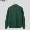 Men Sweaters Solid Color Knitted Lapel Long Sleeve Button Casual Male Cardigan Streetwear Korean Outerwear INCERUN S5XL 240130