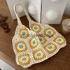 Shoulder Bags Bohemian Floral Knitted Women Crochet Woven Lady Handbags Causal Summer Beach Bag Braid Big Shopper Purses 2022H24217