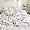 Ensembles de literie Ensemble de literie noir et blanc pour lit double sabanas cama ensembles de couette matrimoniaux Queen/King housse de couette simple avec étui