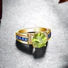 Clusterringen rond geslepen 8 8 mm groene Peridot ring goud voor vrouwen trend vrouwelijke sieraden geboortesteen luxe ontwerper cadeau hoge kwaliteit