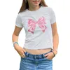 T-shirt da donna T-shirt per bambini Stampa grafica con fiocco per donna Y2k Top Abbigliamento Abbigliamento grunge Estetico