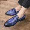 Klädskor formella öre loafers män läder från Italien coiffeur party för 2024 chaussure homme luxe mark