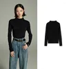 Women's Knits Toyouth Women Knitwear 2024 Autumn Long Sleeve Half High Collar Slim Stretch Sweater Simple Basic Thin Solid Color Undershirt