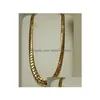 Kedjor 14K Gold Miami Men039S Cuban Curb Link Chain Halsband 24Quot1255421 Drop Leverans smycken Halsband Pendants DH5UP