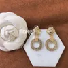 Gouden metalen oorbellen bungelt studs ontwerper brief vergulde oorbellen oordruppels met geschenkdoos Valentijnsdag verjaardagscadeau