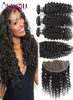 Mink Brazilian Deep Wave Virgin Hair Hair Bundles مع إغلاق 3 حزم مجعد عميق مع حزم الأمامية الدانتيل EX6498596