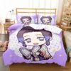 Beddengoedsets Anime Demon Slayer Dekbedovertreksets met hoes Polyester Tieners Kinderbeddengoed Set Volledige Queen Kingsize Cartoon beddengoed