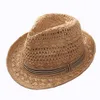 Chapeaux à large bord 2021 Mode Travail manuel Femmes Été Raphia Paille Chapeau de soleil Boho Beach Fedora Sunhat Trilby Hommes Panama Cap200R