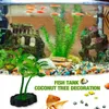 Decoratieve bloemen Aquarium Palmboom Decor Kunstmatige kokosnoot onderwaterplanten Mini groen landschap voor onderzees