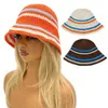 Berets Doce Meninas Crochet Stripe Padrão Bucket Chapéu Senhoras Pescador Cap Cor Correspondência Mulher Adolescentes Inverno À Prova de Vento