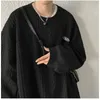 Cozok Korean Men Sweatshirts Hip Hop Solid Color Basic O Neck Oversized Pullovers Autumn Fashion Casual Long Sleeve Tops 240131