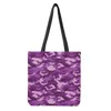 Sacos de compras roxo camuflagem design grande capacidade para mulheres bolsas de supermercado reutilizáveis dobrável mãe armazenamento bolsa de ombro