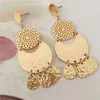 Dangle Earrings Casual Gold Color Plating Round Disc Hanging Filigree Linked Drop For Women Girl Elegant Chic Bohemia Jewelry