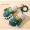 Party Favor Mitten For Children Cute Cartoon Dinosaur Warmer Thick Knitted Mittens Baby Hanging Neck Winter Glove Soft Kids Gloves 2024 Dhmty Designer Gloves