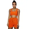 Casual solide shorts Sets Ladies tracksuits crop top en truitstring shorts 2 -delige bijpassende sportkleding set zomer athleisure outfits