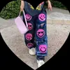 Jeans femininos Y2K Street Hippies High Street Wash Wide Leg Buracos Impressos Cintura Alta Design Joker Moda Solta Mop Denim Trojan Horse J240217