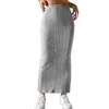 Faldas Falda de cintura alta de moda Color sólido Slim-fit Rayas de punto Maxi para mujeres Otoño Invierno Longitud del tobillo