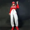 Сценическая одежда 2024, женская танцевальная одежда в стиле хип-хоп, красные наряды, джазовые современные костюмы, ночной клуб, бар, DJ Rave, SL6013