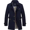 Men's Trench Coats Oversized Coat Men WindBreaker Solid Purer Cotton Casual Jacket Clothing Pull Homme Outerwear 5XL