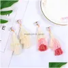 Dangle Chandelier 11 Cores Poliéster Filament Tassel Dangle Brinco Para Mulheres Cristal Narural Pedra Bohemian Long Earrin Dhgarden Dhb5W