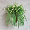 Dekorativa blommor vägg hängande simulering konstgjorda gröna växter korgar plastdekoration blommig konst