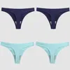 Women's Panties 4Pcs/set Sexy Silk G-string Thongs Seamless Thong Plus Size Female Lingerie Solid Tangas 4 Pack T-Back