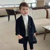 Giacche Cappotto da ragazzo con intaglio Trench da ragazza Giacca da bambino Colletto in lana Giacca da bambino elegante scozzese doppio petto con petto