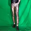 Pantalons pour hommes en cuir brillant sexy costumes de discothèque anti-lumineux PU original 2024 printemps et été pantalon extensible serré