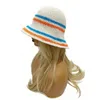 Berets Doce Meninas Crochet Stripe Padrão Bucket Chapéu Senhoras Pescador Cap Cor Correspondência Mulher Adolescentes Inverno À Prova de Vento