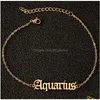 Chaîne Nouvel acier inoxydable élégant signe du zodiaque étoile 12 constellations bracelet vieille lettre anglaise pendentifs chaîne bijoux Bir Dhgarden Dhhxo