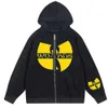 Men's Hoodies Sweatshirts Graphic Wu Gothic Y2K Zipper Up Hip Hop Hoodies Sweatshirt inner Fleece Harajuk High Street Mens Womens Streetwear Coat T240217