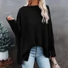 Women's Blouses Fall Blouse Elegant Bat Sleeve Soft Solid Color Pullover With Oblique Neck Mid Length For Spring