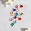 Charms New Fashion Small Rhinestone Glass Pendants Charm For Bangle Necklace 12 Colorf Birthstone Diy Jewelry Making Drop De Dhgarden Dhjfe