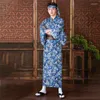 エスニック服の男子ファッションプリント長い着物カーディガンヴィンテージ伝統的な日本のユカタバスローブ男性コスプレsamurai衣装