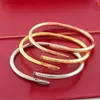 Bracciale in oro amore Bracciale per unghie Braccialetti firmati Donna Uomo Bracciale in lega di acciaio inossidabile Pulsera Pulseras Braccialetti con diamanti rosa argento placcato