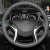 Steering Wheel Covers Black Artificial Leather Hand Sewing No-slip Soft Car Cover For I30 2012-2024 Elantra GT Coupe 2013-2024