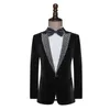 Herrenanzüge Schwarzer Samt Männer Diamant Spitze Revers Hochzeit Bräutigam Blazer Masculino Terno Bühnenoutfits 2 Stück Jacke Hose