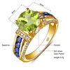 Clusterringen rond geslepen 8 8 mm groene Peridot ring goud voor vrouwen trend vrouwelijke sieraden geboortesteen luxe ontwerper cadeau hoge kwaliteit