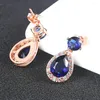 Kolczyki Dangle Luxury Blue Crystal Drop for Women Classic Wedding Ear Ear Akcesoria do ucha Fashion Biżuter