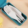 Dinnerware Sets Retail Wheat Straw Folding Combination Portable Outdoor Travel Tableware Student Set