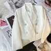 Куртки Осенний короткий пиджак для девочек, белое, черное модное двубортное пальто для детей от 4 до 15 лет, Veste Pour Enfant Casaco Infantil Menina